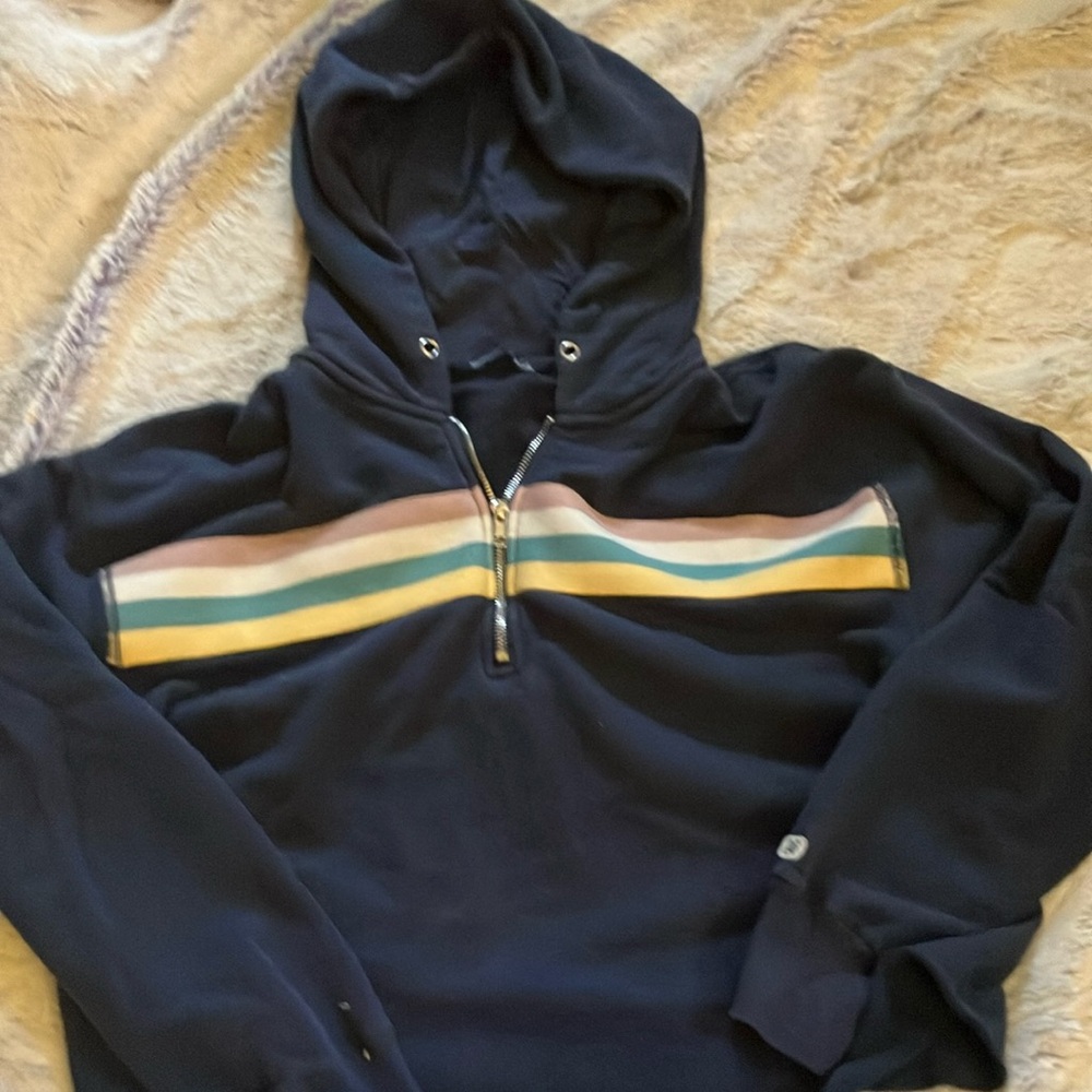 ABERCROMBIE & FITCH  Womens Navy Striped Hoodie Sweater